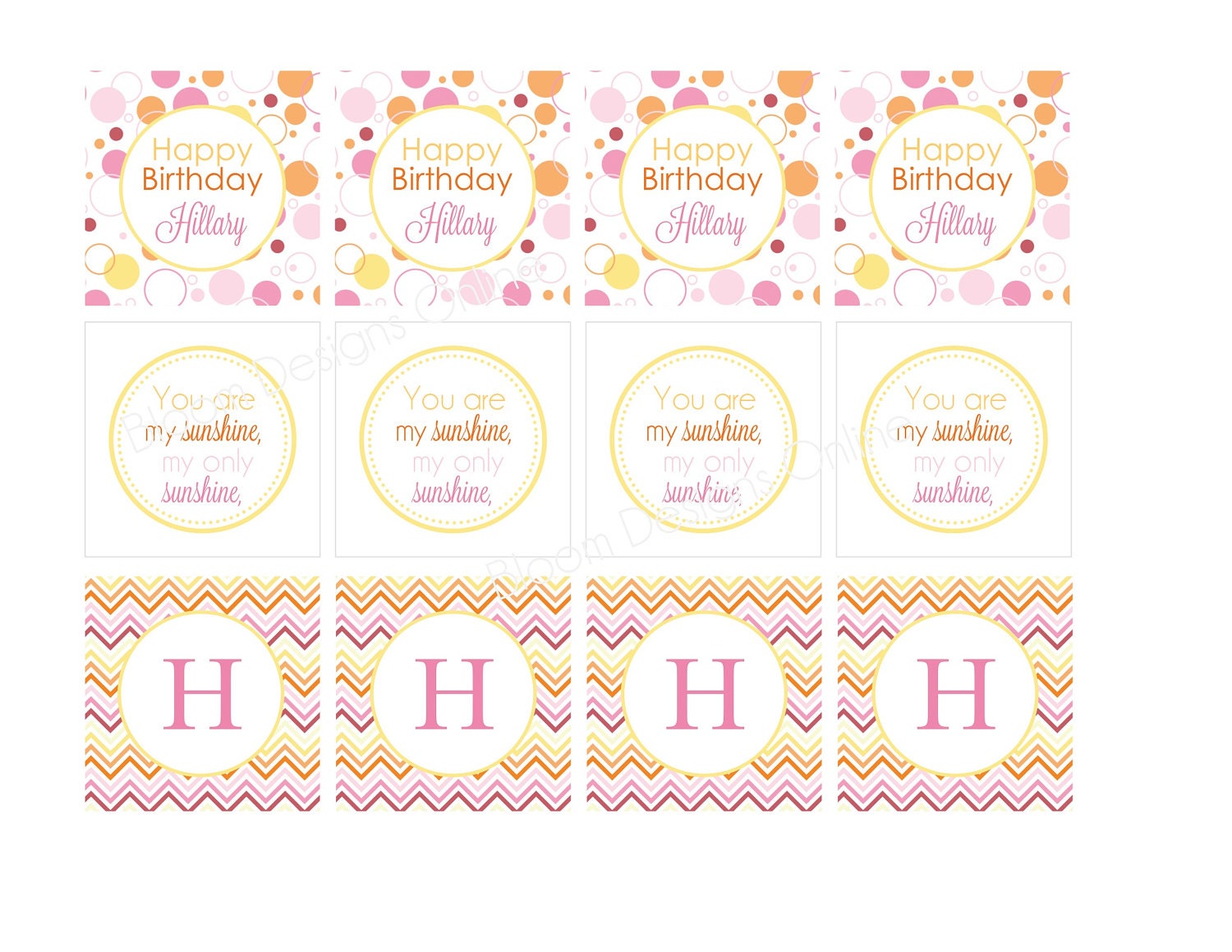 Printable Cupcake Toppers & Party Circles- You Are My Sunshine Party by Bloom Il_170x135