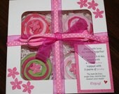 Cupcake Onesies Gift Set Includes 4 Onesies, 4 Washcloths, & 2 Pairs of Socks for a Baby Girl