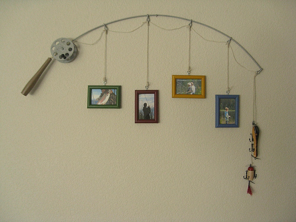 Fishing Pole Picture Frame - Metal Silver - 4 Frames