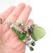 Beaded Beach Glass Keychain, Olive Green Seaglass Keyring Key Chain