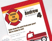 Fire Truck Birthday Party Invitation - Custom Kids / Childrens Birthday Invite Il_170x135