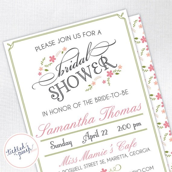 Vintage Floral Bridal Shower Invitation - Custom Bridal Shower Invite - DEPOSIT or digital delivery option Il_570xn