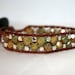 Leather wrap bracelet - beaded wrap bracelet - olive glass beads- chan luu - alternating weave pattern