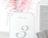 Wedding TABLE NUMBER CARD: Vancouver (Art Deco, Geometric, Grey) Table Number Card for Wedding, Event or Party - Set of 10 Cards
