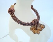 Bracelet - Viking Knit in Vintage Copper with Crystal Beads