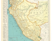 Vintage Map Peru Ecuador Original 1935