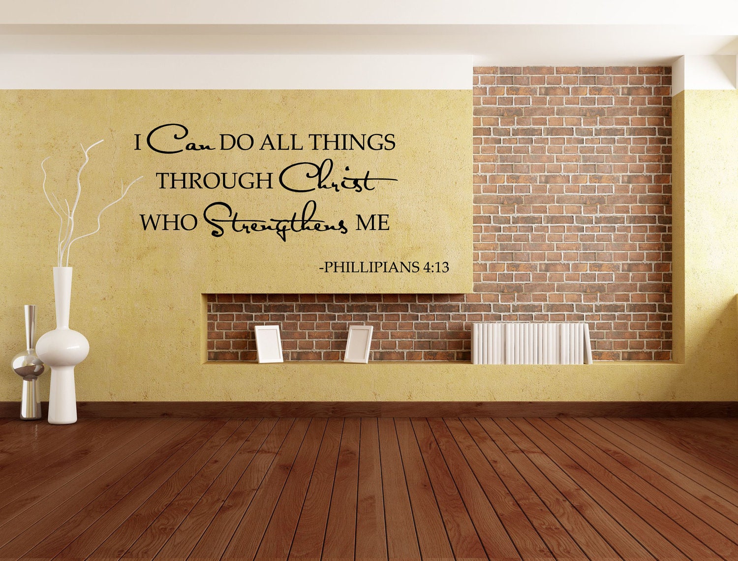 Phillipians 4:13 I Can Do All Things Through Christ That Strengthens Me Bible Verse Vinyl Wall Decal......Your choice of color"