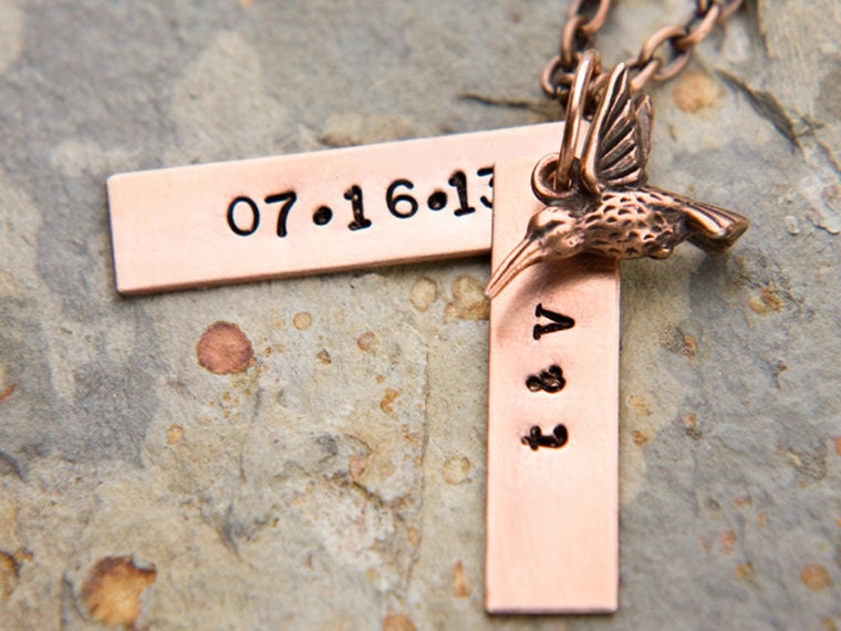 Personalized Necklace, Hand Stamped Necklace, Copper Jewelry