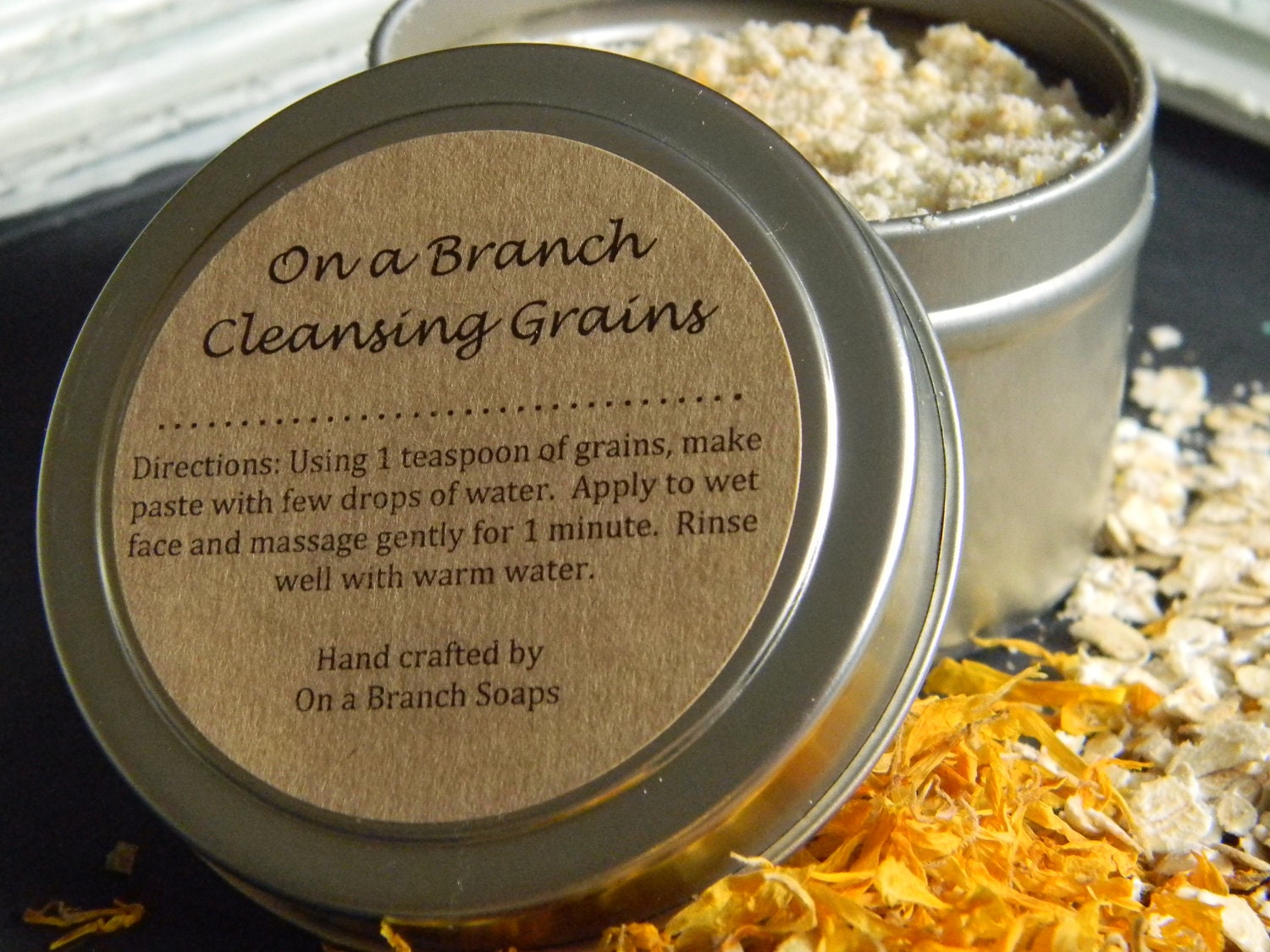 Cleansing Grains --  Calendula and Oats, Vegan, On a Branch Soaps