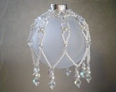 Christmas Ornament / Beaded Ornament Cover / Christmas Tree Ornament  / Clear Crystal White Seed Bead Ornaments