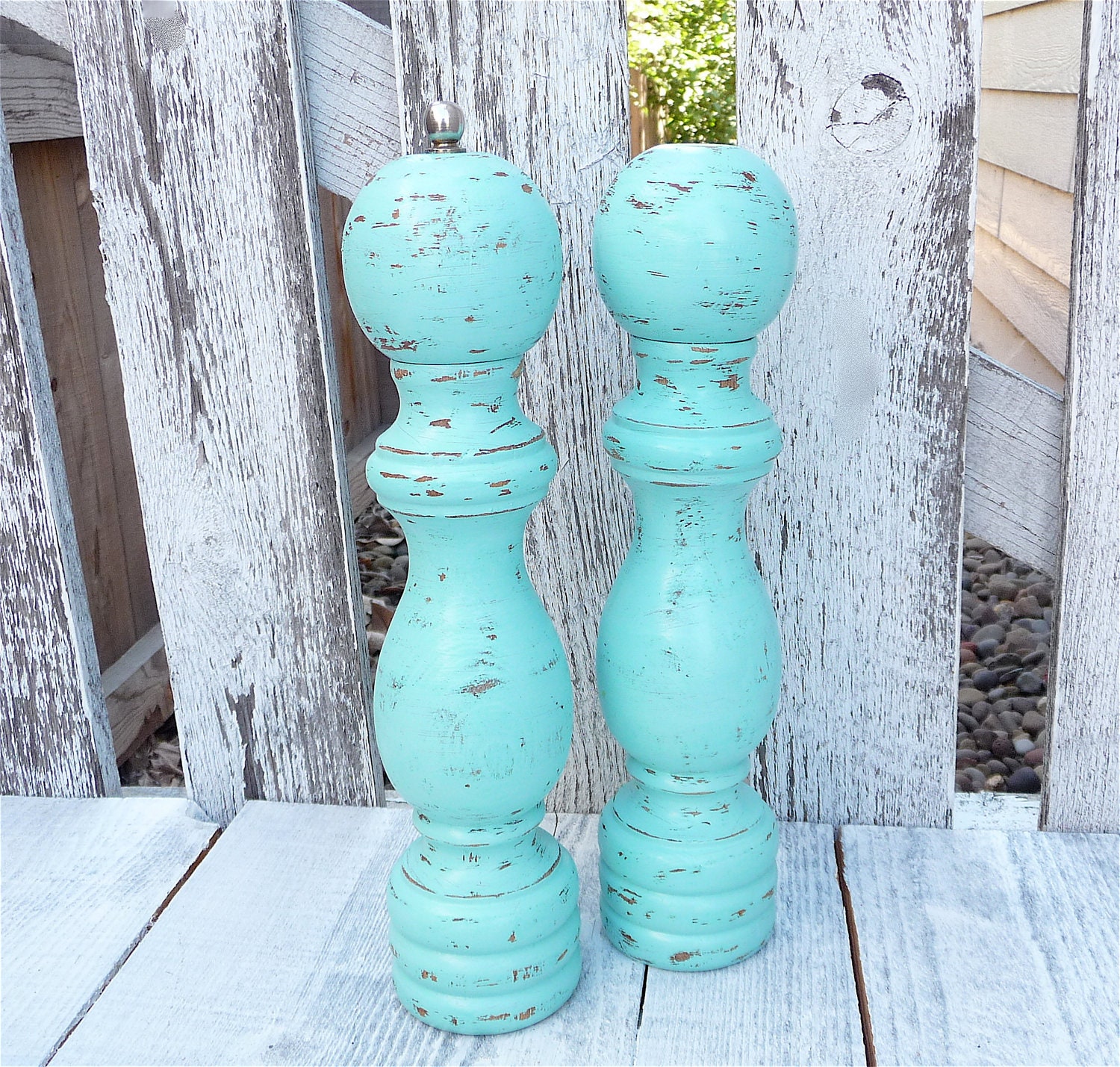 Super Large Shabby Chic Salt and Pepper Set, King and Queen