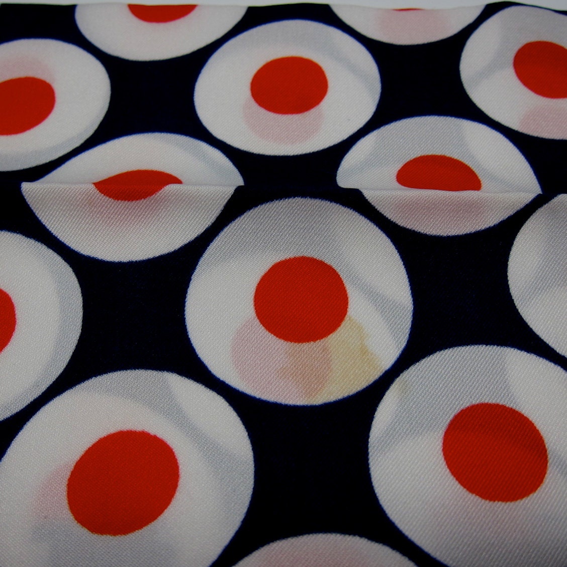 Vintage Head Scarf Mod Red White Blue Circles Belt Scarf