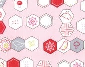 Sew Stitchy Collection - Novelty Hexagons - Pink by Aneela Hoey -  Moda