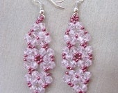 Beaded Earrings, Pink crystal