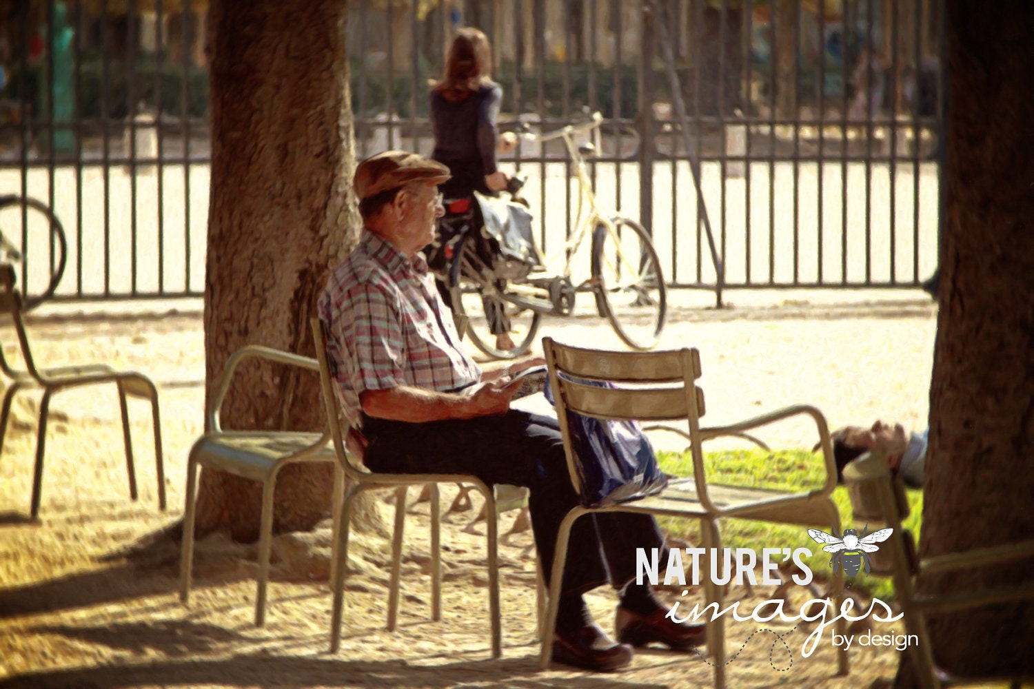 Luxembourg Gardens, Paris Photography, man sitting in park, Parks of Paris, "Perfect Day at Luxembourg Gardens, 11X14 Print