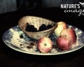 Food Photography, Still Life Photography, Fruit Bowl Print, Apples and Grapes, gift under 50, wall art, home decor, 8x12 print
