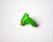 Lime Green Popsicle Stud Earrings : Cute Food Jewelry