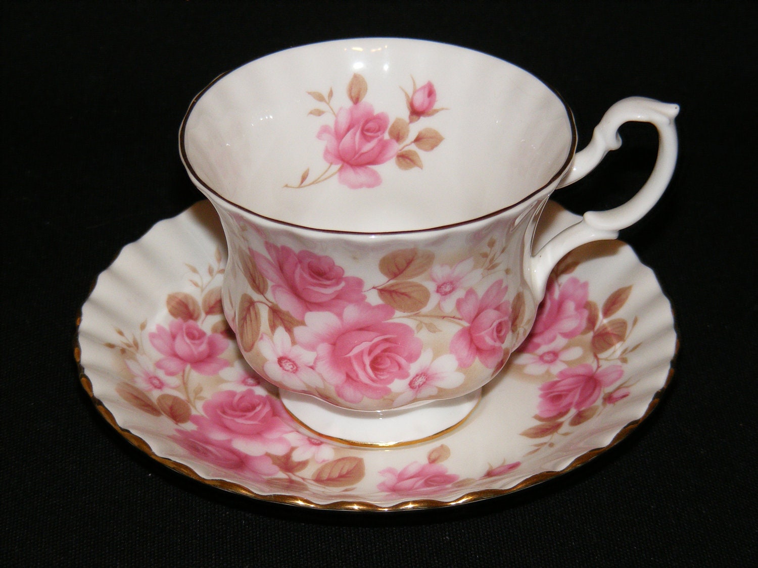Royal Albert Pink Rose Teacup and Saucer Circa 1970-