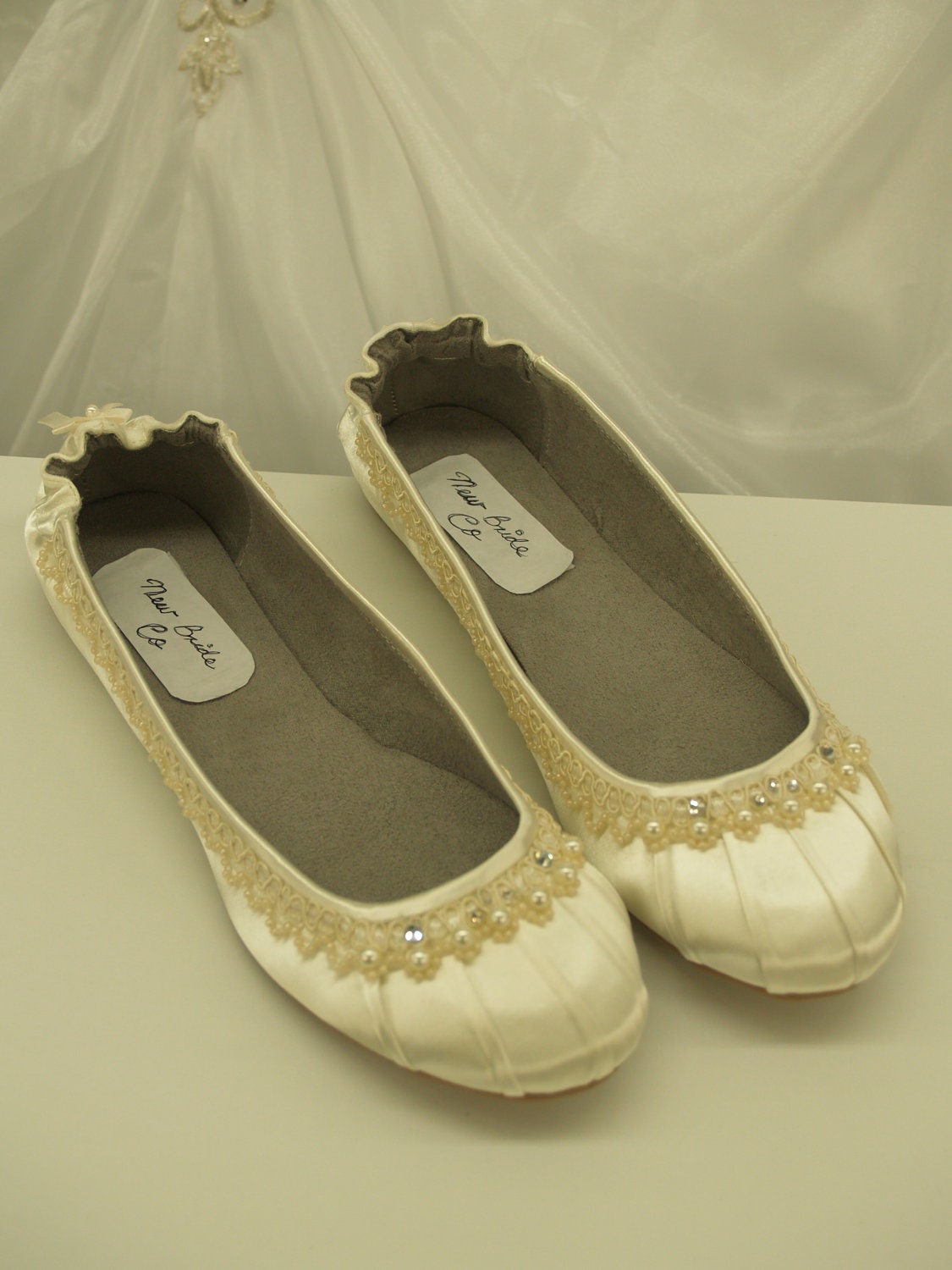 Ivory Wedding Flats Fancy Shoes by NewBrideCo on Etsy