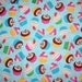 CUPCAKES FROSTED Confections Bakery Toss on Blue Background Fabric Cranston Print
