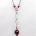 Copper Lariat Necklace Handmade Beaded Jewelry Upcycled Victorian Bohemian Boho Purple Pink Floral Clay Bead Necklace