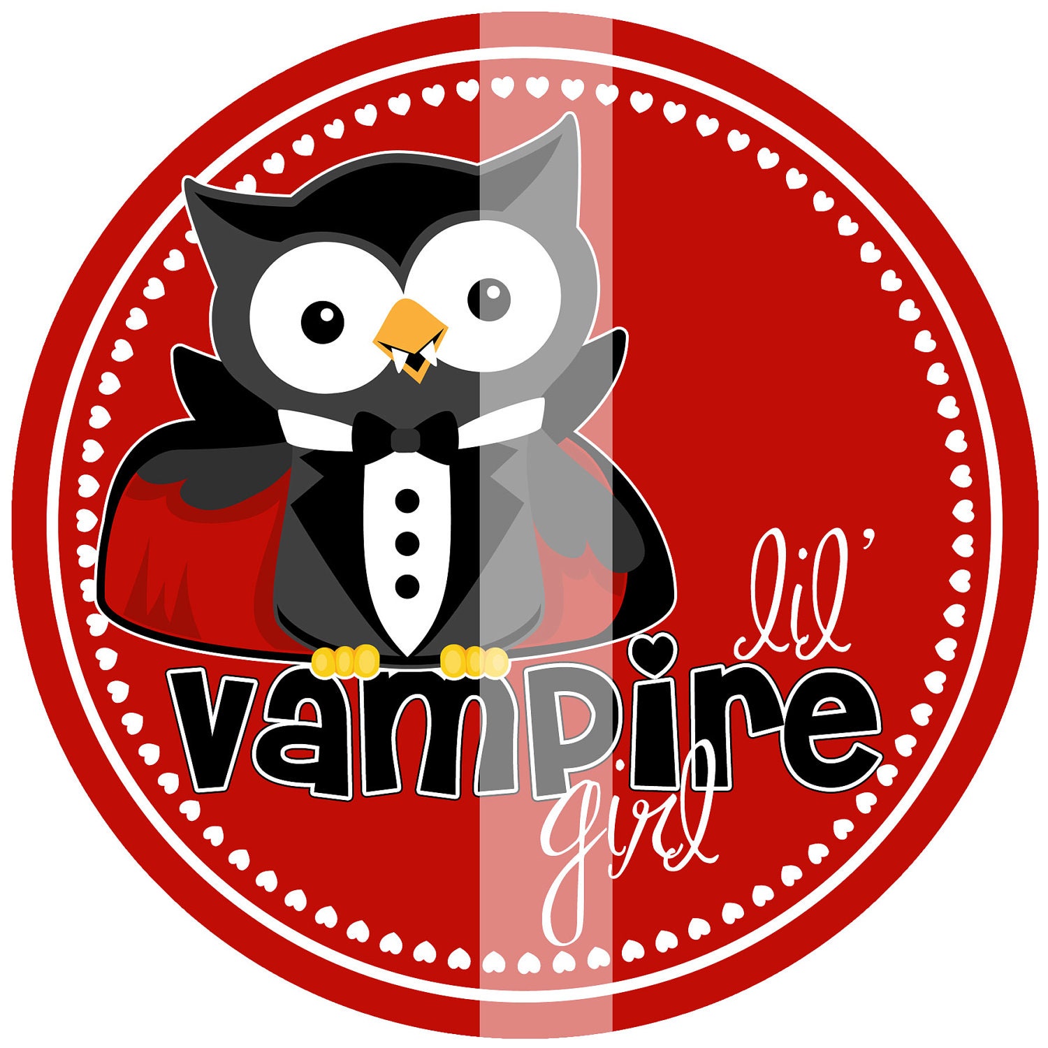 DIY Printable Lil' Vampire Girl Iron On Transfer - Digital Image for Onesies or Bibs - INSTANT DOWNLOAD