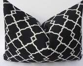 Indoor/Outdoor-Geometric BOTH SIDES 14X20 Pillow Cover-Designer Home Decor Fabric-Throw Pillow-Lumbar Pillow-Black/Off White