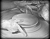 Black and White Fine Art Photo Potter's Wheel Student / 8x10 Archival Giclee Reproduction Print