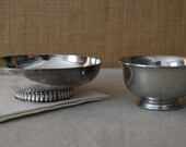 vintage pair of small silver and pewter footed bowls