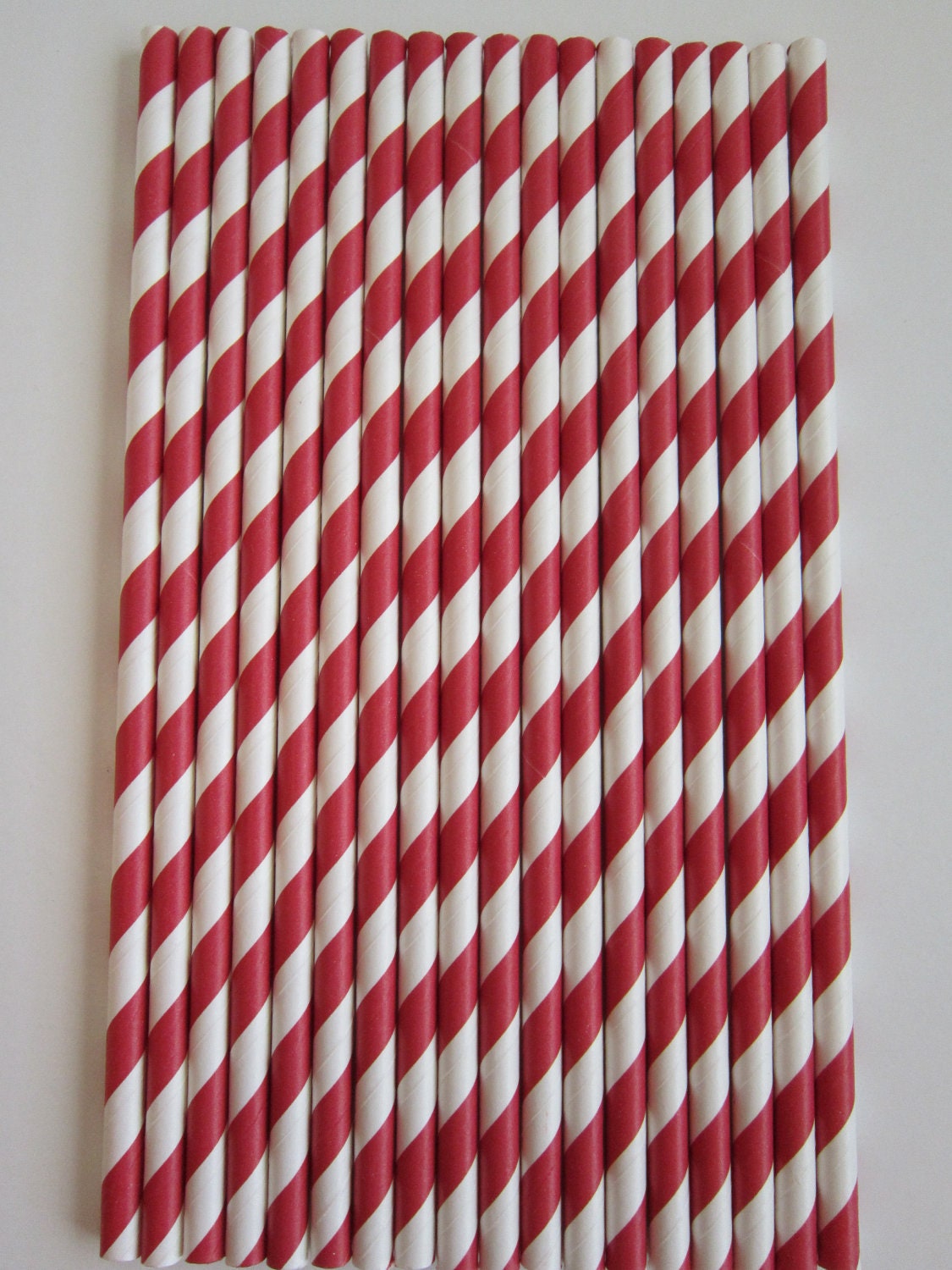 25 Ruby Red Striped Paper Drinking Straws Il_570xn