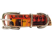 3/4 inch wide Leather dog collar / 80S ROCK CONCERT posters - Cool dog collar