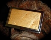 Bird's Eye Maple Exotic Wood - Stainless Steel Business Card Case ID/Card Holder -FREE Engraving