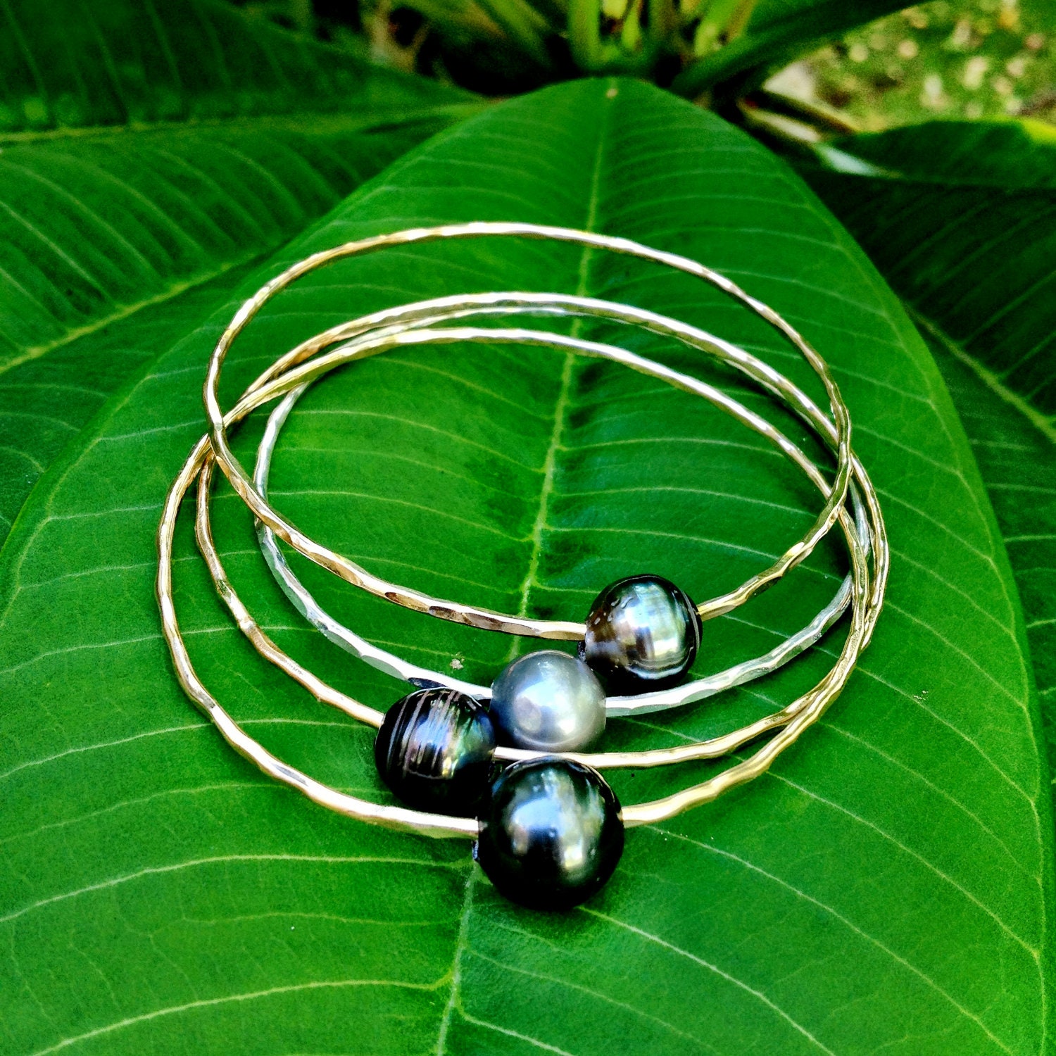 Tahitian Pearl Bangle Sterling Silver