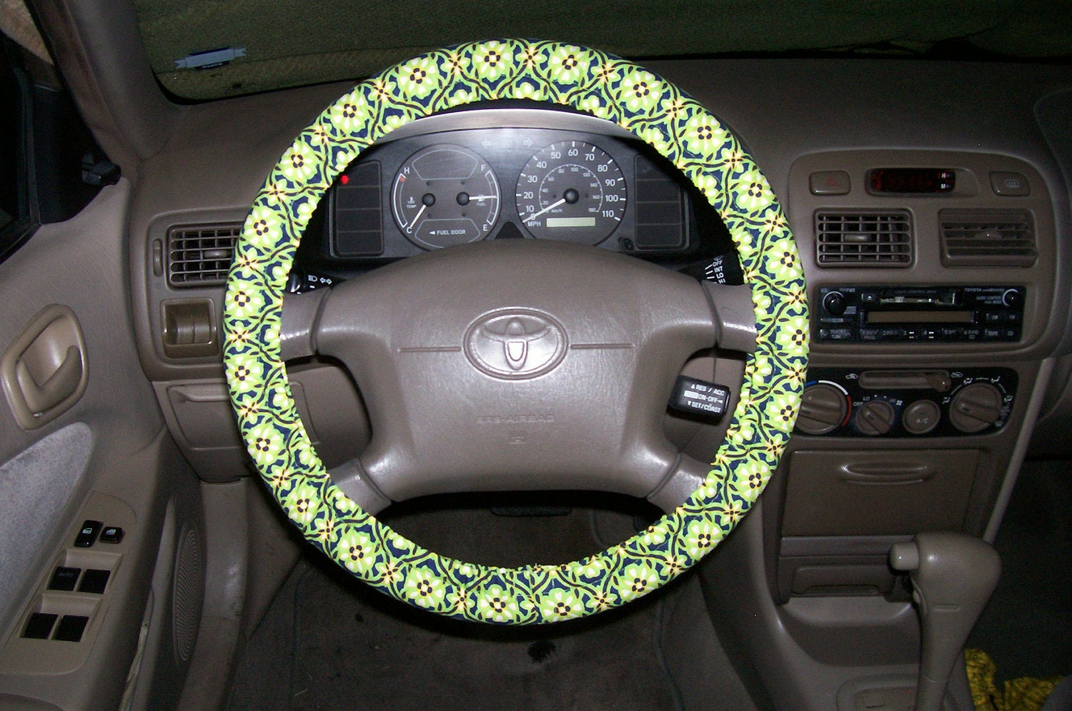 Blue/Green Floral Steering Wheel Cover