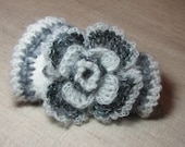 Grey White Felted Cuff Bracelet Flower Women Bracelet Crochet Felt Fashion Modern Accessory Wool Fiber Art Gift Sale