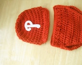 Philadelphia Phillies Inspired Crocheted Baseball newsboy hat & Diaper cover  newborn