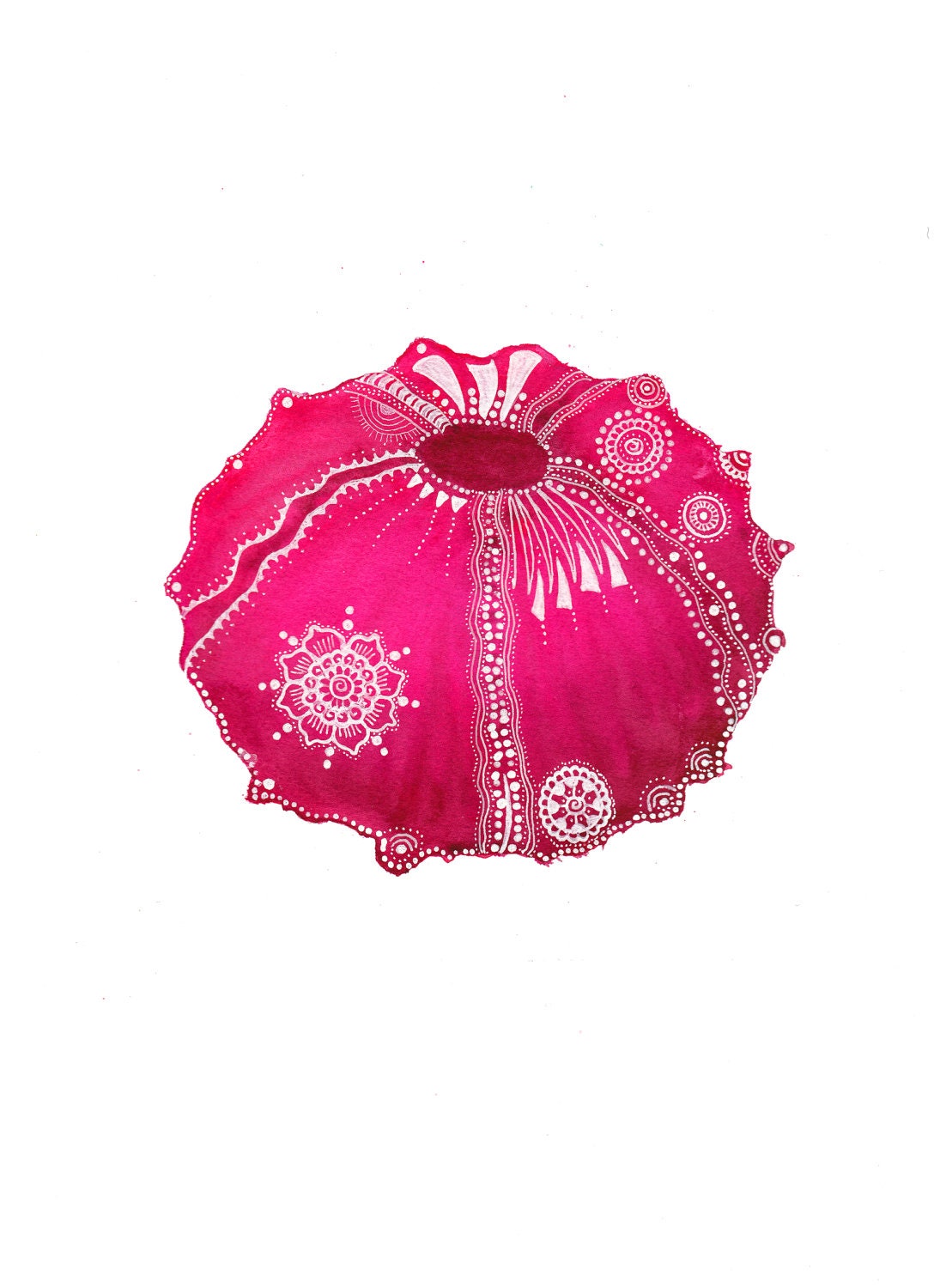 Magenta Sputnik Sea Urchin Shell Archival Art Print