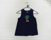 Girls Vintage Jumper, Applique Corduroy Jumper Size 3T