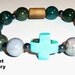 Men's Bracelet : Fancy Jasper, Howlite Cross, Hematite and Wood  beads "Dreams Come True"