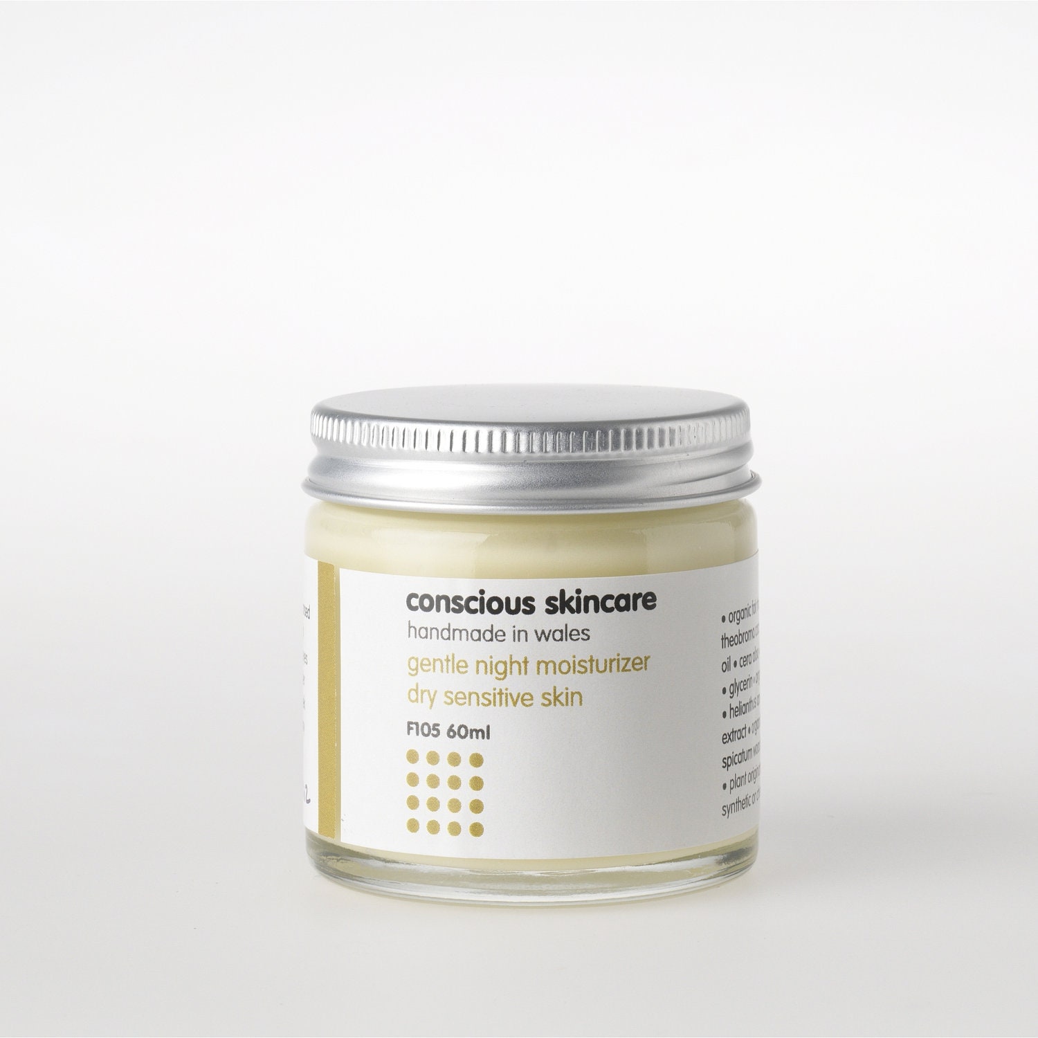 Gentle Organic Face Cream for Dry / Sensitive Skin / Psoriasis / Eczema. 100% Chemical Free. 60ml. Organic Skincare - Night Cream