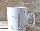 Skeleton and Snowflake Mug, Snow, Snowing, 12 oz Coffee Mug,  Ready to Ship, Discounted Second
