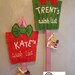 Personalized child wish list hand painted burlap in christmas red or green