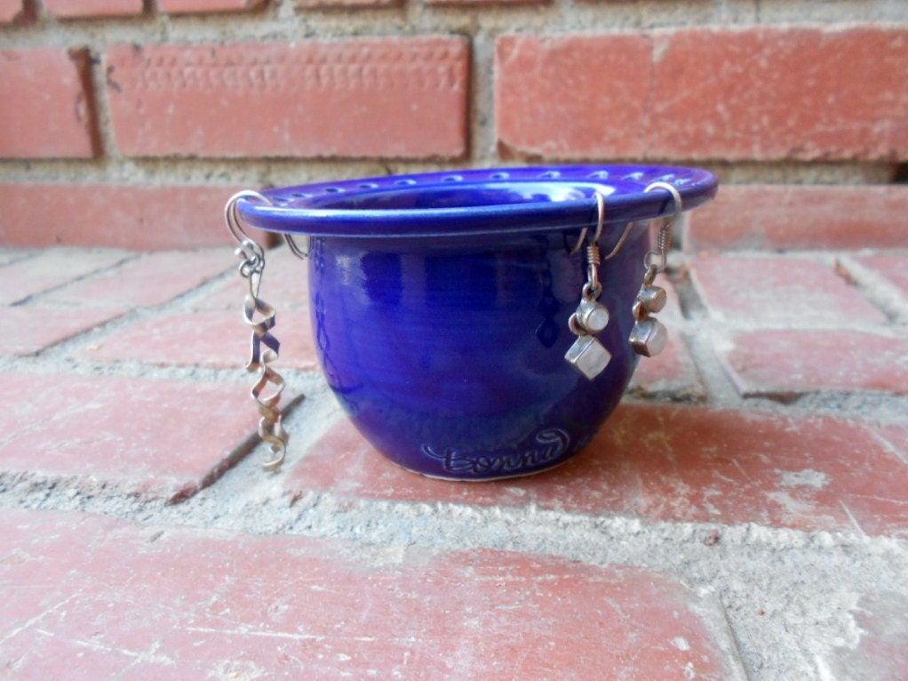 Cobalt Blue Earring Jewelry Holder Bowl