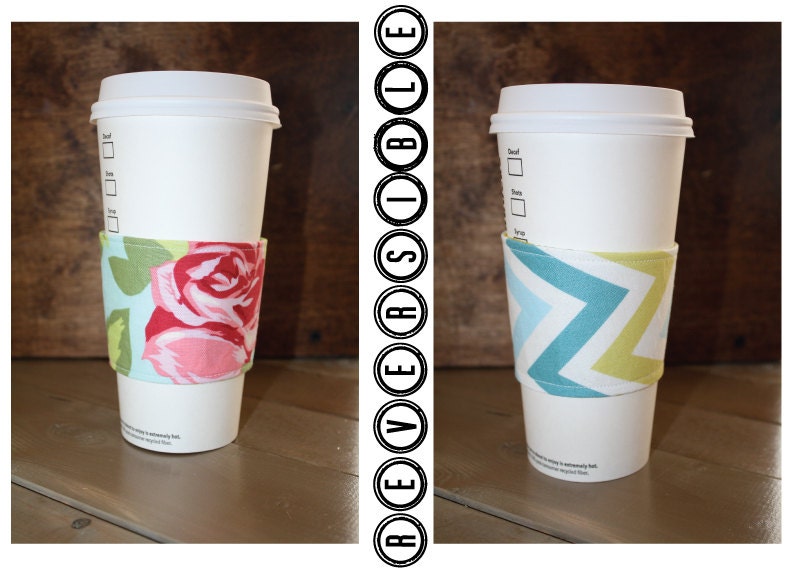 Reversible Coffee Cozy, Lined, velcro, teacher gift