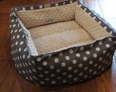 Gray Polka Dot Pet Bed CUSTOM Medium 16 In Square Slip-proof Base 37 Color Choice Dog Cat Couture Artistic Travel Collapsible Washable