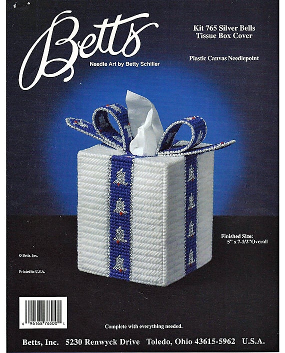 Silver Bells Tissue Box Cover Plastic Canvas Pattern Betts no. 765