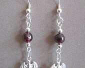 Mina Garnet and Sterling Silver Bat Genuine Gemstone Earrings