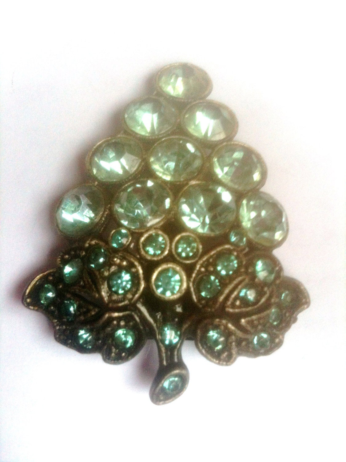 Art Deco Aqua Rhinestone Dress Clip 1920s Vintage Jewelry
