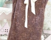 SALECamisole Dark Brown Fancy Tank Women Silk Tatters Shabby Chic Clothing Upcycled Layering Piece Handmade Of Linen and Lace girly