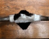 Cow Steer Black and White Taxidermy Horn Plaque Western Wall Decor